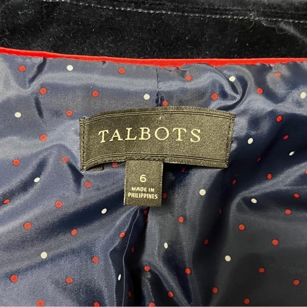 Talbots Blue Plaid Velvet Collar Shetland Wool Blazer Size 6 - Picture 10 of 10